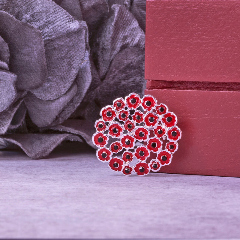 red poppy brooch