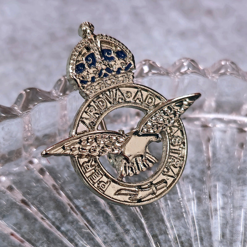 RAF Crest Silver Brooch Badge