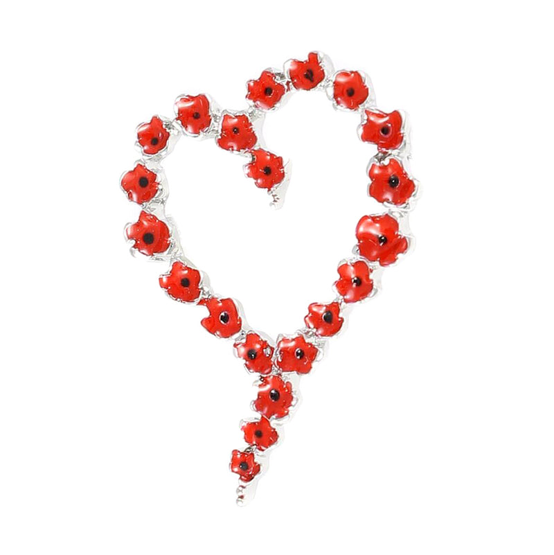 Poppy brooch Heart wreath 