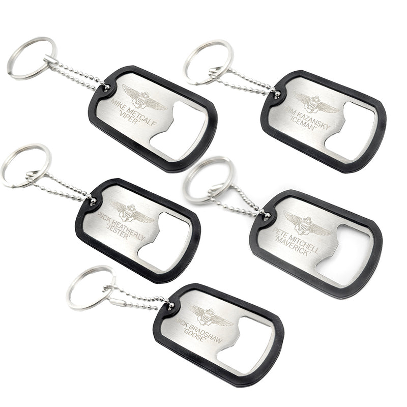 Top Gun Dog Tag Bottle Opener Keyrings