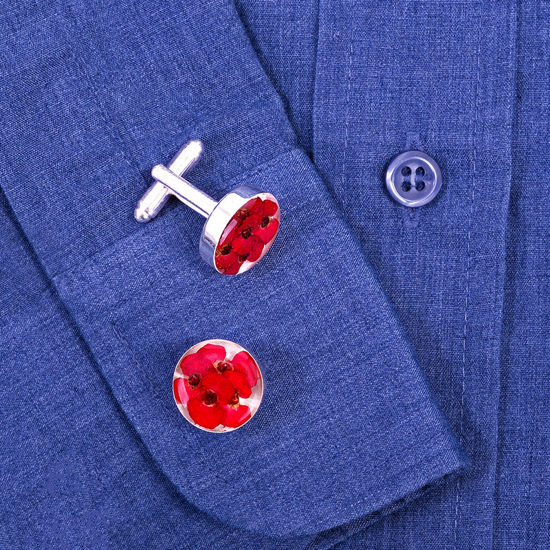 Silver Poppy Cufflinks