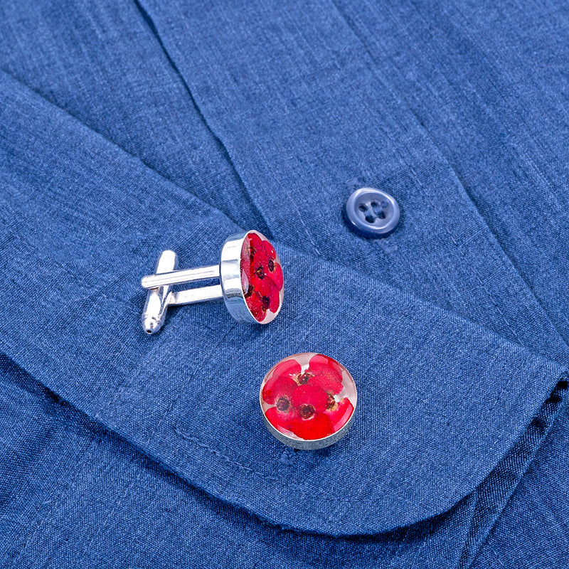 Poppy Flower Cufflinks