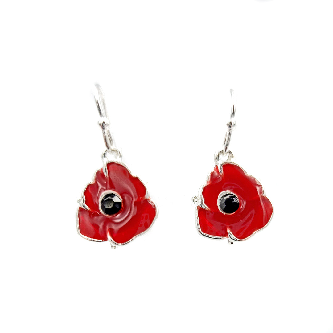 Poppy red glass earring lampwork outlet with silver lock mothers day gift from daughter , red anemone jewerly , inspired native american earrings