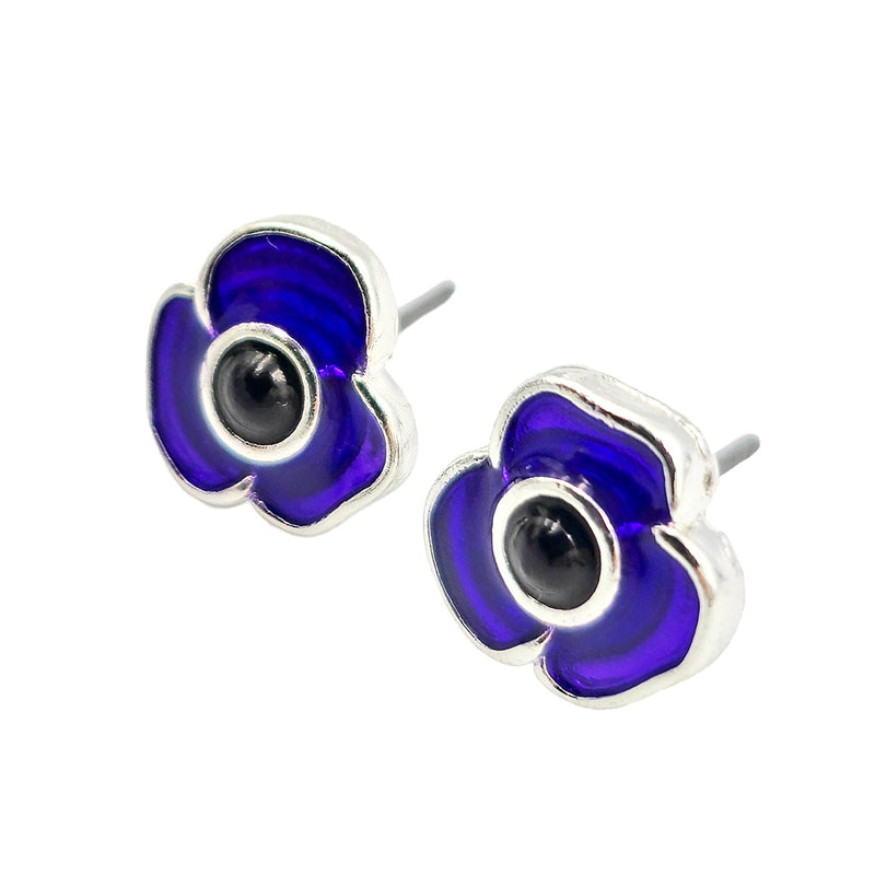 Purple Poppy Stud Earrings