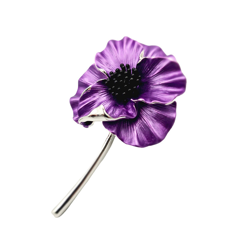 Purple Poppy Pin Brooch