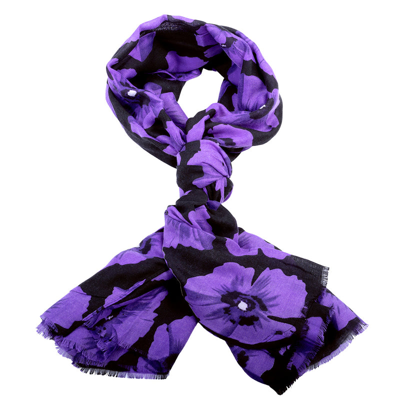 Purple and Black Poppy Scarf