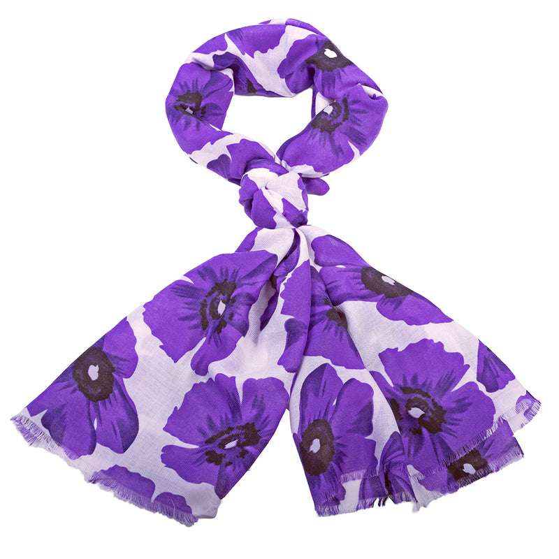 Purple and White Poppy Scarf