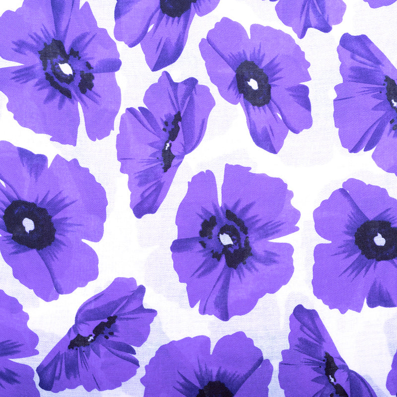 Purple and White Poppy Scarf