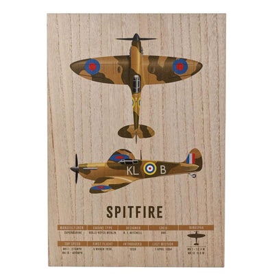 RAF Wood Effect A3 Wall Plaque - Spitfire