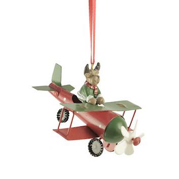 Hanging Reindeer in Biplane Christmas Decoration