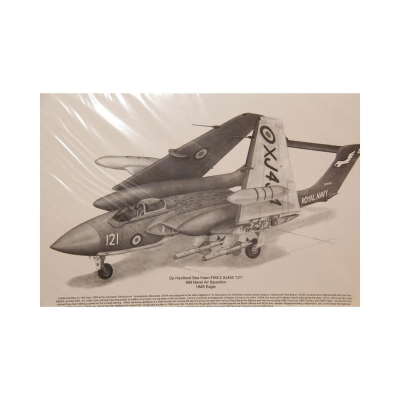 Pencil Print Sea Vixen Xj494 899 Naval Air Sqn