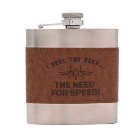 Top Gun Metal Hip Flask 6oz - Brown