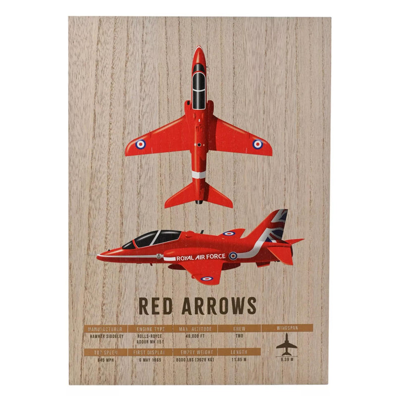 RAF Wood Effect A3 Wall Plaque - Red Arrows