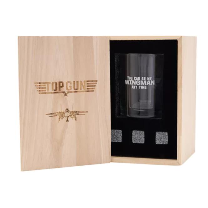 Top Gun Whisky Tumbler with Stones in Wooden Box