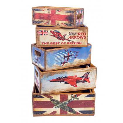 Red Arrows - Set of 5 Wooden Nesting Boxes