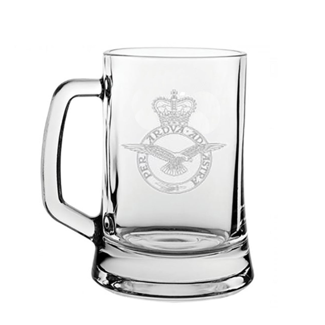 Engraved RAF Crest Tankard Beer Glass - RAFATRAD